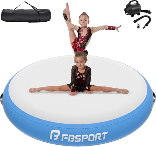 FBSPORT Airspot Aufblasbare Airtrack Matte Turnmatte Air Barrel | 10/20/30cm Höhe, 70/100/140cm Durchmesser, Tumbling Matte für Turntraining, Sprungübungen, stoßdämpfend, mit Pumpe