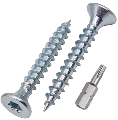 SKIR'CO (50 unidades) Tornillos para madera de acero galvanizado 5,0 x 35 mm, cabeza Torx, cabeza avellanada, tornillos para aglomerado, totalmente roscados
