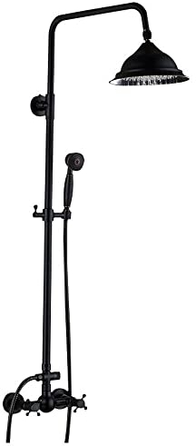 Donened Système de douche avec barre de douche, robinet de douche rétro, colonne de douche réglable en hauteur 90-118 cm, pommeau de douche rond, douche de pluie, 2 types de jets, ensemble de robinet