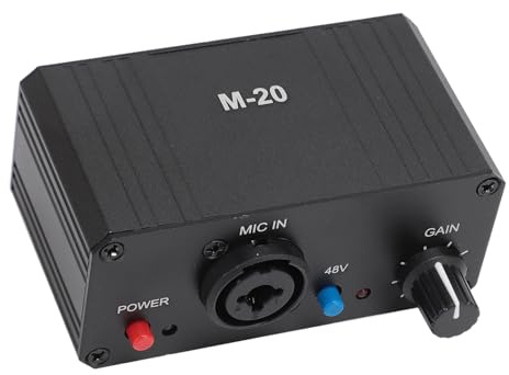Mikrofonvorverstärker, 48-V-Mikrofonverstärkungsverstärker mit Hoher Verstärkung, Rauscharmer Mikrofonvorverstärker mit Phantomspeisung und XLR-Ausgang, für Verstärker für