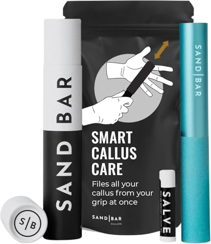 SandBar Callus Remover Tool, File for Hands, Durable Aluminum Tool Callus Shaver, Palm and Heel Dead Skin Removal, Includes Nourishing Salve, Ideal for Athletes, Climbers, and Gym Enthusiasts - Blue