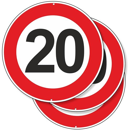 Pubblimania 3 velocidades máximas 20 km horarios señalización vial señal señal de aluminio metal redondo grosor 3 mm para exterior Ø 30 (paquete de 3, velocidad máxima 20 km horarios)