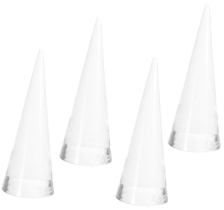 MAGICLULU Kegelring Präsentationsständer aus Acryl für Schmuckringe | Leicht und Tragbar, Schützt Schmuckstücke, für Juweliergeschäft und Zuhause, 4 Stück