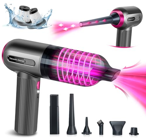 Uplayteck Aspirabriciole Senza Fili, 9000Pa Aspirapolvere Auto Portatile, 2 in 1 Aspiratore e Soffiatore, Ricarica di Tipo C, 2 Filtro HEPA Waschbar, Mini Aspirapolvere per Auto, Casa, Ufficio, Cucina