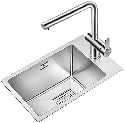 Lavello da Incasso Mini lavabo Fatto a Mano in Acciaio Inossidabile a Vasca Singola Lavello a Vasca Singola Lavabo Piccolo lavello da Bar dispensa Lavello da Incasso (Colore: Argento, Dimens