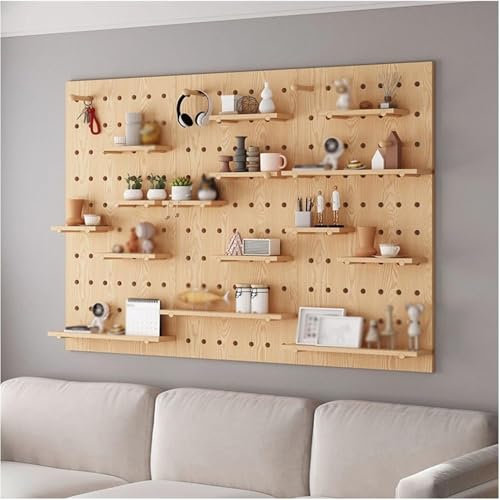 Organizador de Herramientas de Tablero Perforado, Tablero de Clavijas de Madera, Paneles de exhibición y Almacenamiento de Bricolaje, Estante Decorativo para Ganchos de Pared, Kit Combinado