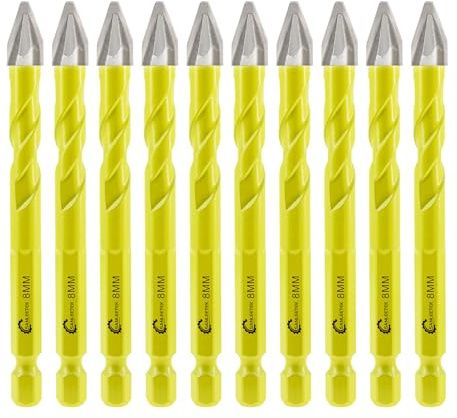 SANLEETEK Set di Trapano Eccentriche - Set Punte in Carburo per Legno Plastica Muratura Piastrelle di Ceramica Calcestruzzo Marmo 10pezzi 8mm, Codolo Esagonale a Cambio Rapido