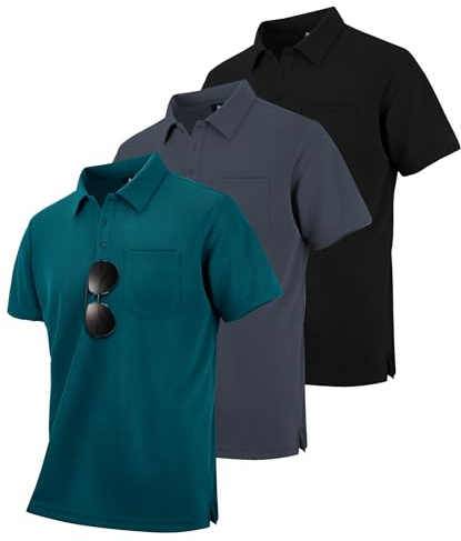 zitysport 3er Pack Poloshirts Herren Kurzarm Golf Polohemd Schnelltrocknend Atmungsaktives Herren Regular Fit Shirts Work Polo Shirts Männer Sommer Sport Tshirt Männer
