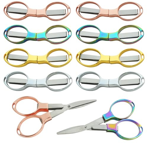 8 stycken fällsax, Watunid bärbar vikbar sax, minisax, rostfritt stål, teleskop, pysselsax, liten sax, resesax, minisäkerhetssax för skola, hem, kontor, gör-det-själv-projekt