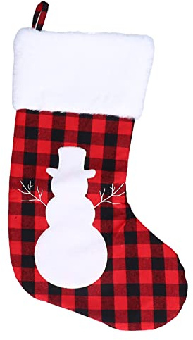 Nikolausstiefel, Plüsch Nikolausstrumpf, Nikolausstiefel zum Befüllen und Aufhängen, Weihnachtsstrumpf Kamin, Nikolaussocke gefüllt als Weihnachtstasche (Schneemann)