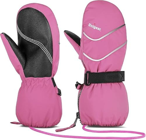 Unigear Guanti da sci per bambini, impermeabili e antivento, traspiranti, caldi, per ragazzi e ragazze dai 1 agli 8 anni