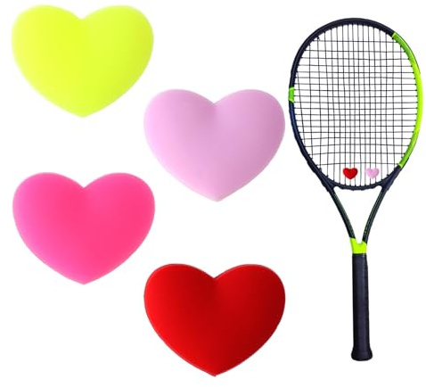 4 Stück Tennis-VibrationsdäMpfer HerzföRmiges Stoßdämpfer Schläger | Tennis Dämpfer Silikon Schläger Vibration Saitendämpfung Stoßdämpfung Tennis Stopper Vibrationsdämpfer