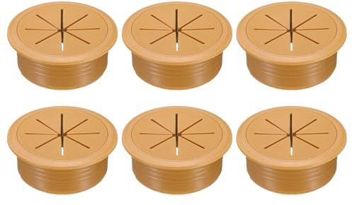 sourcing map 6 Pcs Desk Grommet, 2.09 inch 53mm Desk Cable Hole Cover Wire Hole Insert for Home Office Table Cabinet Cord Organizer, Brown