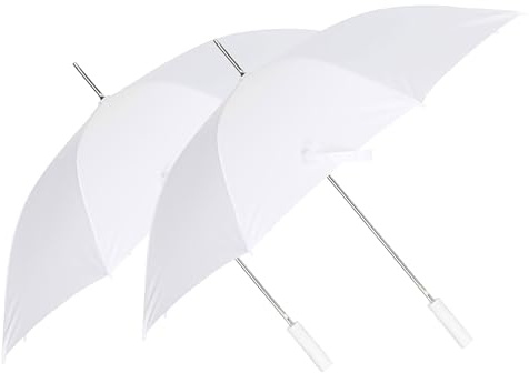 A2Z Elegant Vitt Bröllopsparaply 46 Automatisk Öppning Klassisk Brud Paraply 8 Ribbor Metallram Enkel Grepp Plast Handtag Stilfull Regnskydd för Brudar Fotografier Ceremonier Utomhus Resor Kupa