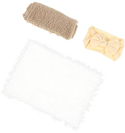 NUOBESTY Swaddle Wrap and Headband Set with Stylish Chic Design White Polyacrylic Fiber Material Newborn Photography for Infant for Newborn Photoshoot and Home Use