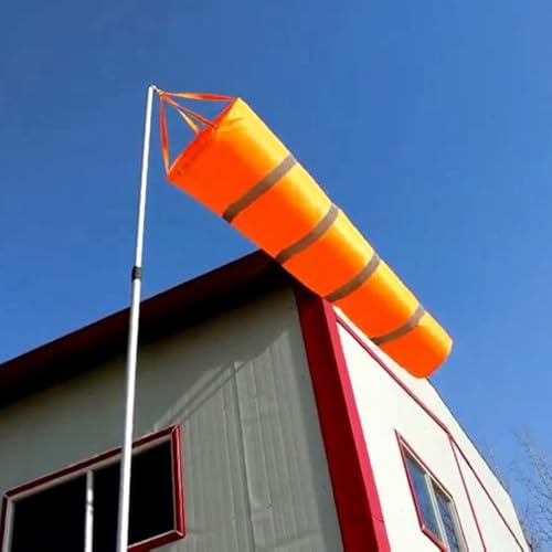 Genikeer Manche À Air Extérieur 80cm Windsock Étanche Indicateur De Direction du Vent avec Ceinture Réfléchissante, Chaussette De Mesure du Vent pour Aéroport, Extérieur, Jardin, Terrasse, Orange