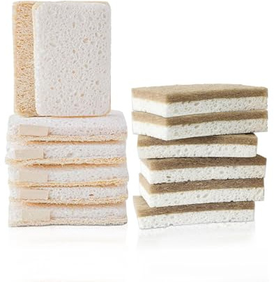 SEESUNO 12 Pcs Eco Sponge, Reusable Loofah Sponge Scourers for Kitchen Cleaning Dish