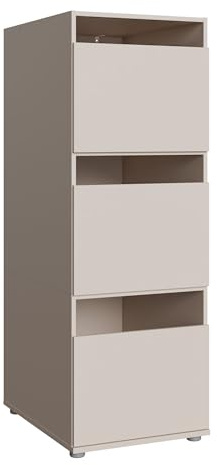 Forte WASHCAB 50, moderner Badezimmerschrank zur Aufbewahrung von Putz- und Waschutensilien, 3-türig, Badezimmer, Holzwerkstoff, Kaschmir Beige, 50 cm breit x 143,3 cm hoch x 67,5 cm tief