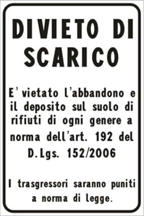 Cartello Divieto di Scarico tipo 2 Alluminio Dibond 3mm da Esterno con 4 Fori 30x20 cm (Cartello Divieto di Scarico tipo 3, 30x20cm)