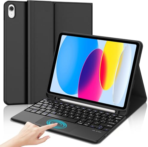 Zoo_huuie Funda para iPad 10 Generación 2022/11 Generación A16 2025 (10.9/11 Pulgada) con Teclado, Teclado Touchpad Español Ñ Bluetooth Desmontable para iPad 10/11 Gen, Negro
