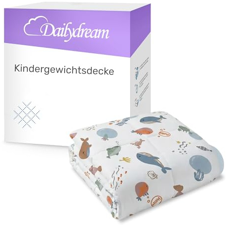Dailydream Manta Pesada para niños, 104x150 cm, 3,2 kg, diseño de Espacio, de algodón 100%, Relleno de Perlas de Cristal, Manta terapéutica para Peso Corporal 36-55 kg