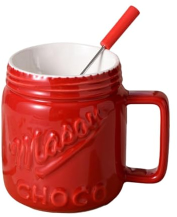 DimyFew Service à Fondue Au Chocolat avec Fourchette, Vaisselle En Céramique Portable pour Chocolat, Idéal pour Une Soirée Cinéma, Un Mariage