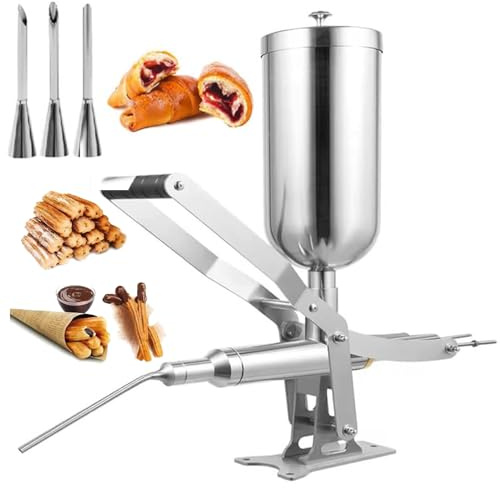 Macchina Manuale Per Riempire Donut 5l, Riempitrice Di Crema E Marmellata In Acciaio Inossidabile Con 4 Ugelli, Iniettore Di Donut Di Precisione Regolabile ±1g Per Churros, Cupcake, Panetteria