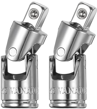 sourcing map 2 Pcs Universal Joint Socket Adapter 1/4 40CR Steel Impact Swivel Socket Adapter 90 Degree Universal Joint for Wrench Driver Tool, Silver