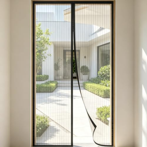 Mosquitera Puerta Magnetica 1.3 x 2.1 m Automáticamente Imanes Potentes Mosquitera para Puerta Fácil de Instalar para Exterior de Balcón Patio, Negro