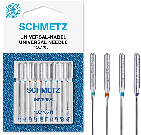 SCHMETZ | 10 Agujas para máquinas de coser | Universal | 130/705 H | Grosor 70/10-100/16