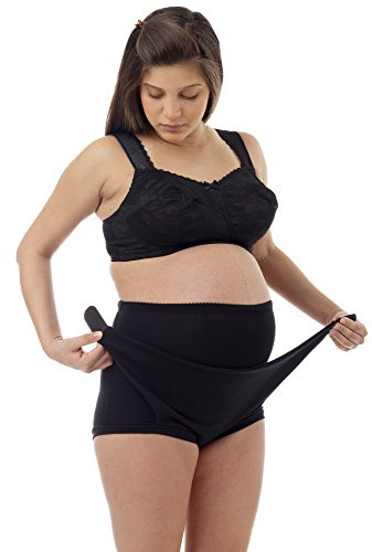 Underworks Adjustable Maternity Support Brief – Easy Adjustment Pregnancy Belt for Firm Pregnancy Belly Support – Cotton – Alleviates Back Pain And Discomfort, Black, Fits Dress Size: 3x 22-24