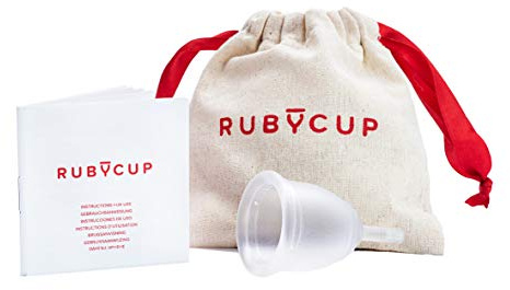 Ruby Cup - Wiederverwendbare Menstruationstasse (leichte Tage, niedriger Gebärmutterhals, Größe S) TRANSPARENT– inkl Spende. Ideal für Anfänger. Praktische & zuverlässige Alternative zu Tampons/Binden