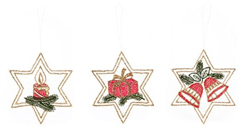 Plauener Spitze Hängeschmuck 'Sterne' 3er Set, Deko, Anhänger, Schmuck für Weihnachten
