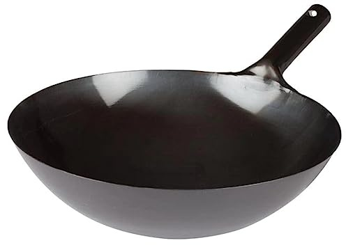 Winco WOK-36 kinesisk wok med integrerat handtag, 40 cm, svart