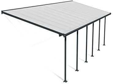 Palram Canopia by Terrassenüberdachung Alu Feria 3X8.51 Polycarbonat Hohlkammerplatten Pergola 851 x 300 cm Grau zur Überdachung ihrer Terrasse.