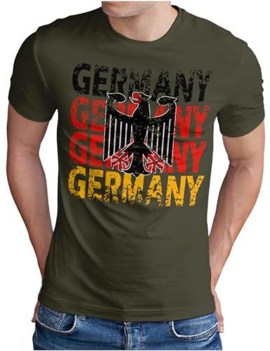 OM3® - Germany - T-shirt Tyskland fotboll World Cup Soccer fanshirt sporttröja, storlek S – 5XL, oliv, XL