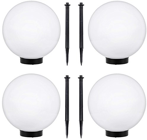 Green Blue GB166 Lot de 4 lampes solaires d'extérieur - Boule lumineuse LED - Éclairage de jardin - Blanc - 25 cm