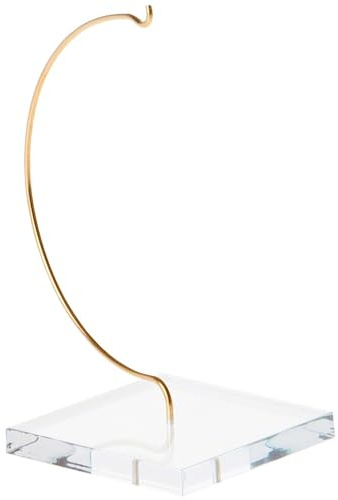 Plymor Wire Ornament Hanger Display with 3 Clear Acrylic Thick Square Base, 5.5 H