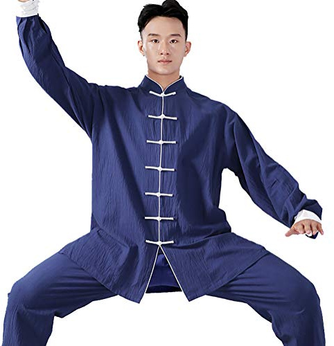 Daoba Algodón y Lino Traje de Tai Chi Unisex Ropa de Artes Marciales Kung-fu Disfraz para Hombre y Mujer (un Conjunto)