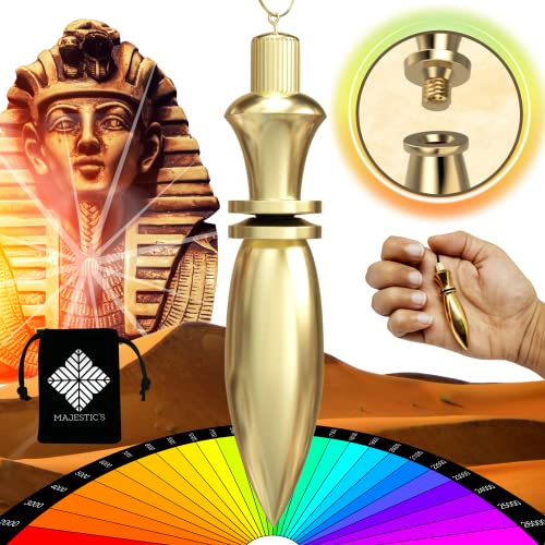 Pendule Divinatoire de Radiesthésie Egyptien THOT Deluxe en Laiton Doré (38 gr) et sa Chaîne - Modèle DELUXE [GARANTIE A VIE]