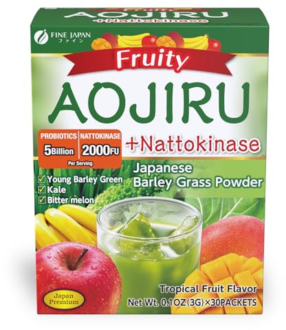 FIEN Japan Japanese Green Aojiru with Fruits and Natto Kinase (154 g / 30 Packets)
