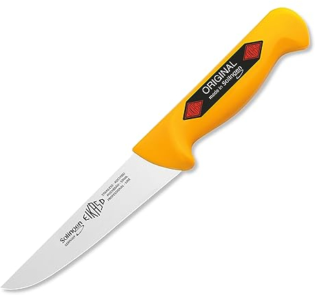 Solingen Eikaso Profi Messer (Stechmesser 13 cm gelb), geeignet als Metzgermesser, Fleischermesser, Schlachtermesser, Ausbeinmesser & Kochmesser