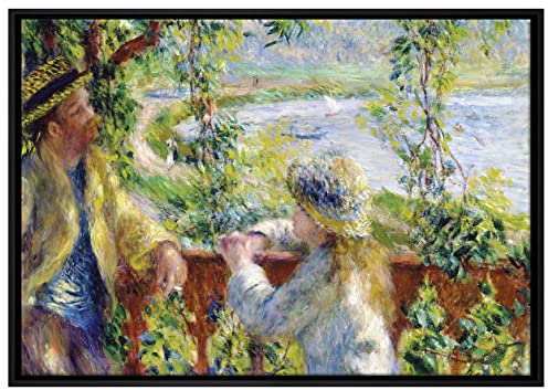 Pixxprint Pierre-Auguste Renoir - Am Wassernahe des Sees Leinwandbild 100x70 cm im Bilderahmen, Wandbild, Schattenfugenrahmen, Kein Poster