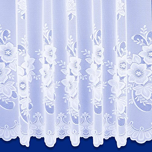 NetCurtainsUK Washington Floral Pattern Net Curtains In White - Sold By The Metre (Drop: 122cm (48''))