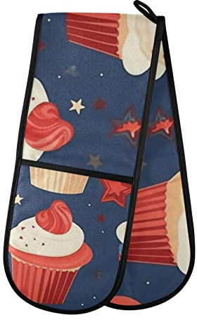 Maniques doubles résistantes à la chaleur avec boucle de suspension pour cuisine, pâtisserie, grillades, 88,9 x 17,8 cm