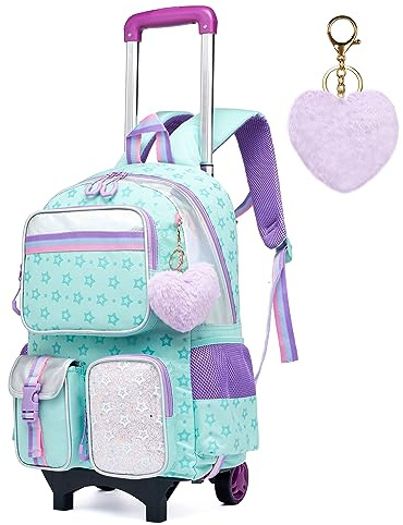 HTgroce Panier à Roulettes Fille Primaire - Sac à Dos pour Enfants qui Va à l'école et Qui Voyage CP, CE1, CE2, CM1