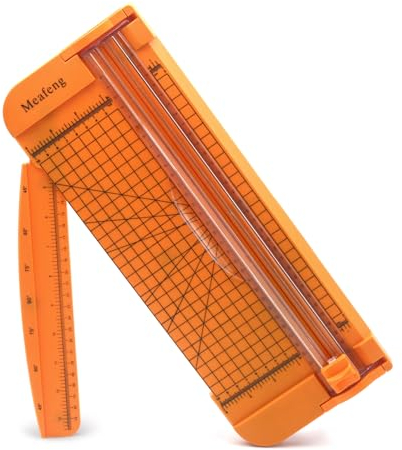 Meafeng Cortador de Papel A4, 2 Cuchillos, Guillotina de Papel con Sistema de Seguridad y Cuchillas reemplazables, Herramienta de Scrapbooking para Cortar Etiquetas