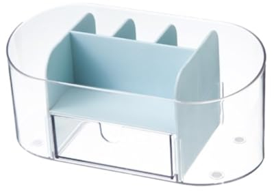 Organizer Büro Schreibtisch Organizer Durchsichtiger Schreibtisch-Organizer Mit Schublade, Acryl-Stift- Und Markerhalter, Durchsichtiger Bürobedarf Stiftehalter Schreibtisch (Color : Blue, Size : 19