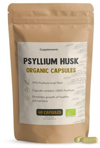 Cupplement Psyllium Husk Fiber Capsules 500 mg 60 Vegan Capsules - Fiber Psyllium Seed - Intestinal Health