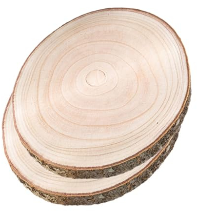 Holzscheibe rund, Naturholz Baumscheiben 2 Stück 14cm bis 40cm bei der dekorativen Gestaltung und für Lebensmittelschalen verwendet,Malen Baumscheibe, DIY Handwerk. (2 Stück Φ23-26cm Dicke 2cm)